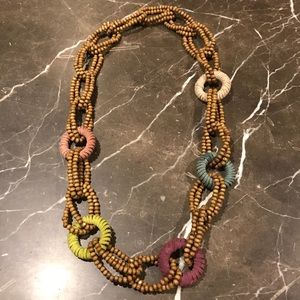 Handmade leather and wooden beads necklace